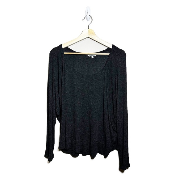 Nostalgia Dark Grey Oversized Batwing Long Sleeve Top - Picture 1 of 8